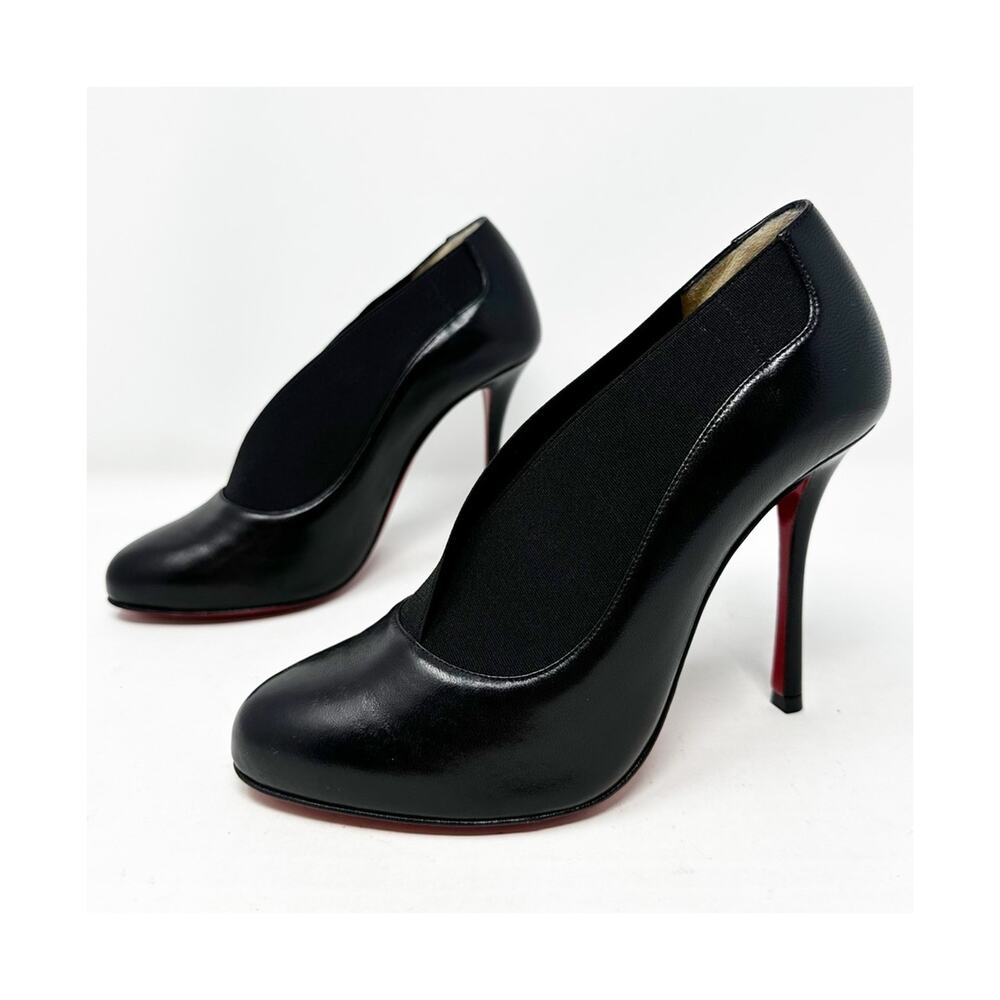 Christian Louboutin Toot Couverte Black Leather Ankle Boots Womens Size EU 36.5